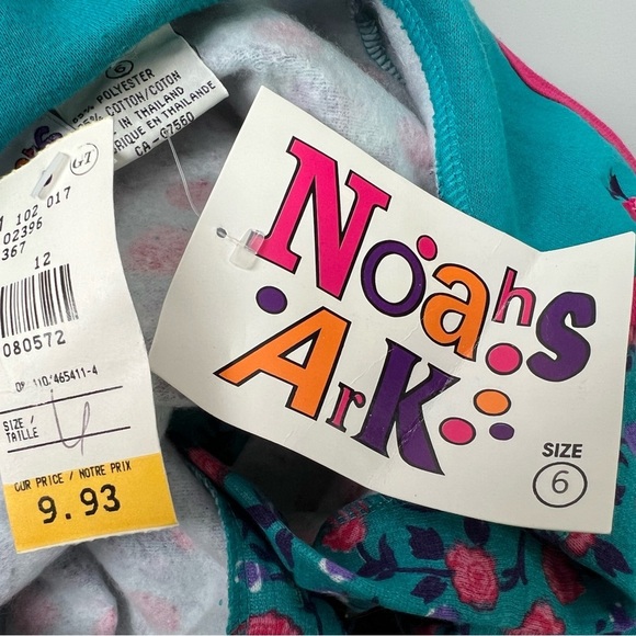Vintage Noah’s Ark Floral AOP Long Sleeve Top w Collar Blue Pink NWT Girls 6 - Picture 4 of 5
